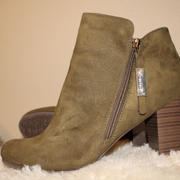 Olive Stacked Heel Bootie - Picture 3 of 8